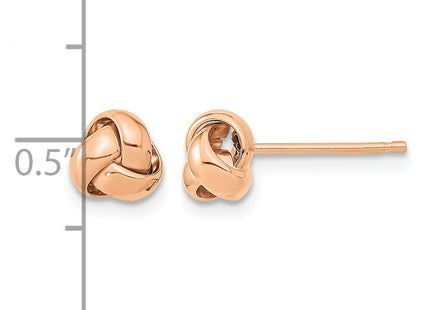 14k Rose Gold Polished Love Knot Post Earrings, 6 x 6.5mm