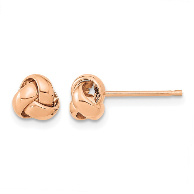 14k Rose Gold Polished Love Knot Post Earrings, 6 x 6.5mm