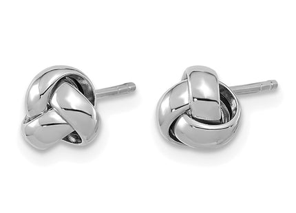14K white gold knot earrings, alternate view