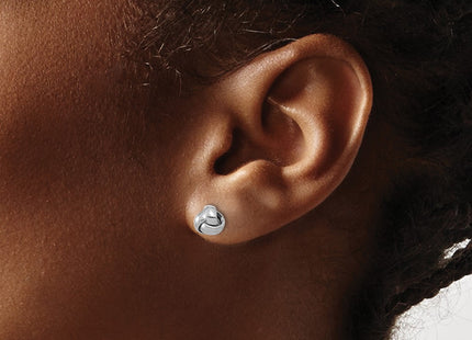 14K white gold knot earrings, another view