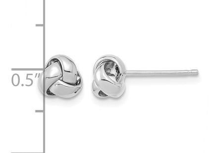 14K white gold knot earrings, further view