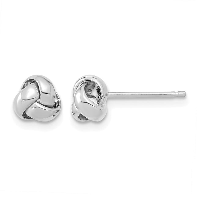 14k White Gold Polished Love Knot Post Earrings, 6.5 x 6.5mm