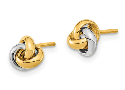 14k Two-Tone Polished Love Knot Post Earrings (Style TL1047TT)