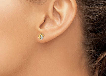 14k Two-Tone Polished Love Knot Post Earrings (Style TL1047TT)