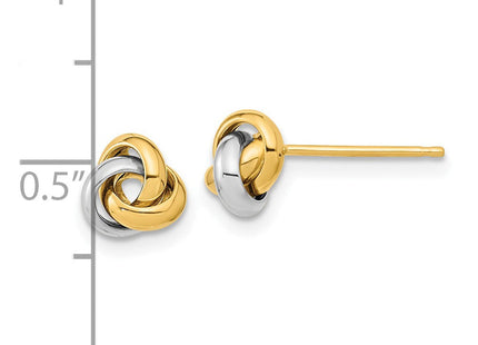14k Two-Tone Polished Love Knot Post Earrings (Style TL1047TT)