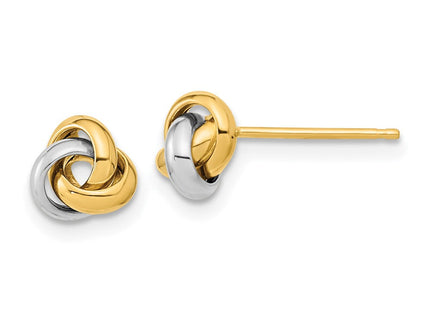 14k Two-Tone Polished Love Knot Post Earrings (Style TL1047TT)
