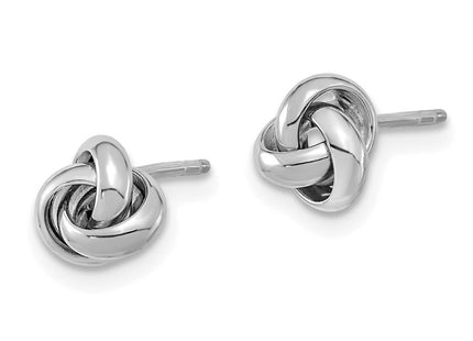 14k White Gold Polished Knot Post Earrings (Style TL1047W)