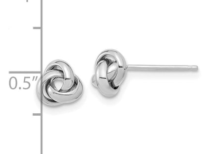 14k White Gold Polished Knot Post Earrings (Style TL1047W)