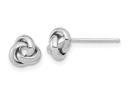 14k White Gold Polished Knot Post Earrings (Style TL1047W)