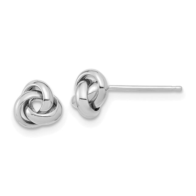 14k White Gold Polished Knot Post Earrings, 6.8 x 6.5mm