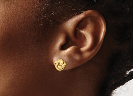 14K Polished Puffed Love Knot Post Earrings, view 2