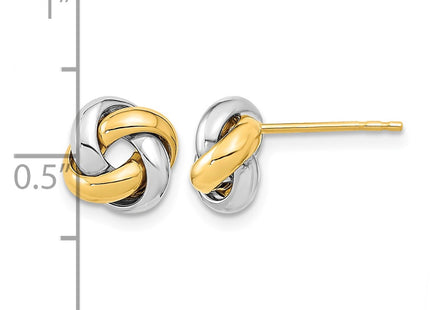 14K gold knot earrings, another view