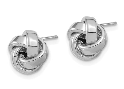 14K white gold knot earrings, alternate view
