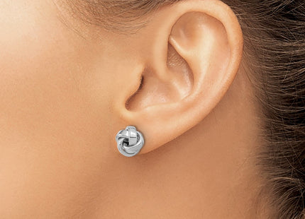 14K white gold knot earrings, another view