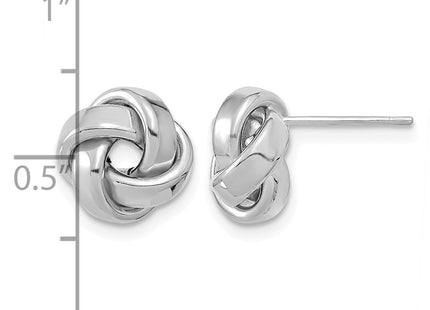 14K white gold knot earrings, further view