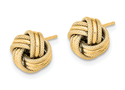 14k Polished Textured Triple Love Knot Earrings