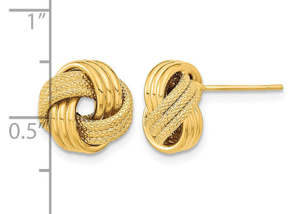 14k Polished Textured Triple Love Knot Post Earrings