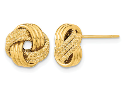 14k Polished Textured Triple Love Knot Post Earrings