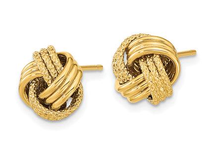 14k Polished Textured Love Knot Post Earrings