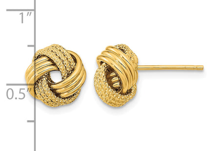 14k Polished Textured Love Knot Post Earrings