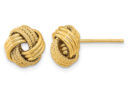 14k Polished Textured Love Knot Post Earrings