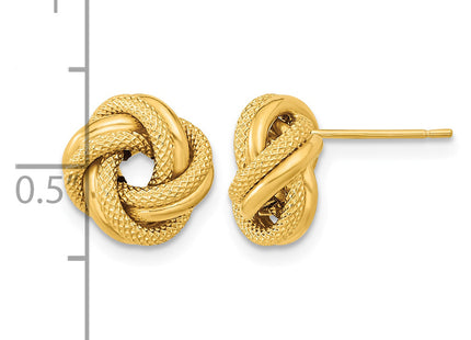 14k Polished Textured Double Love Knot Post Earrings