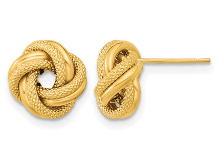14k Polished Textured Double Love Knot Post Earrings