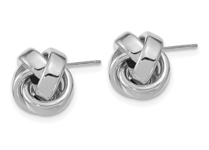 14K white gold knot earrings, alternate view