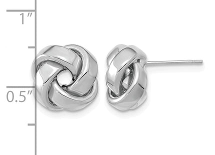 14K white gold knot earrings, further view