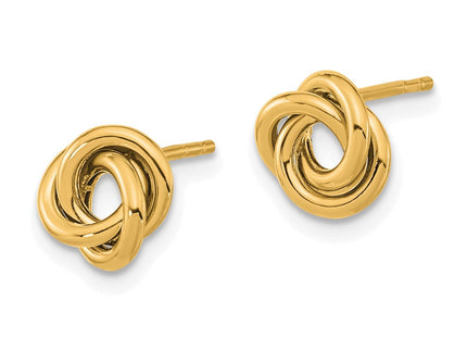 14K rose gold knot earrings, alternate view