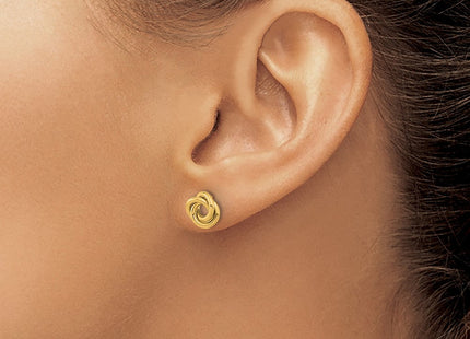 14K rose gold knot earrings, another view