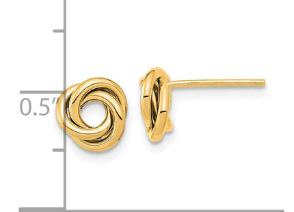 14K rose gold knot earrings, further view