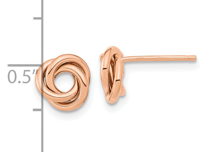 14k Rose Gold Polished Love Knot Post Earrings, 8 x 8mm