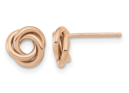 14k Rose Gold Polished Love Knot Post Earrings, 8 x 8mm