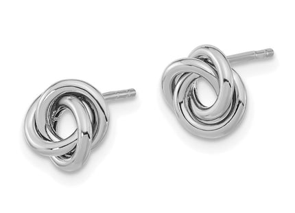 14K white gold knot earrings, alternate view