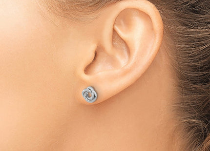 14K white gold knot earrings, another view