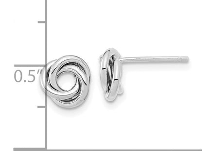 14K white gold knot earrings, further view