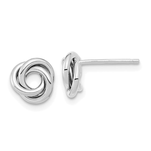 14k White Gold Polished Love Knot Post Earrings, 8 x 8mm