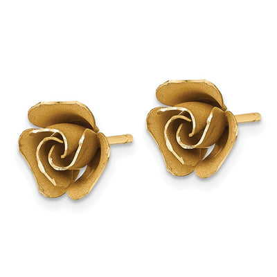 14K Brushed Rose Flower Post Earrings