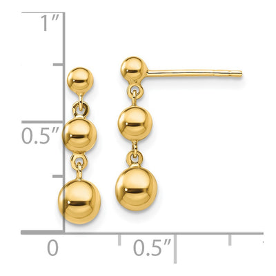 14K Graduated 3 Ball Post Earrings
