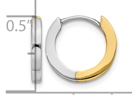 14k Two-tone Round Hinged Hoop Earrings, 8 x 2mm