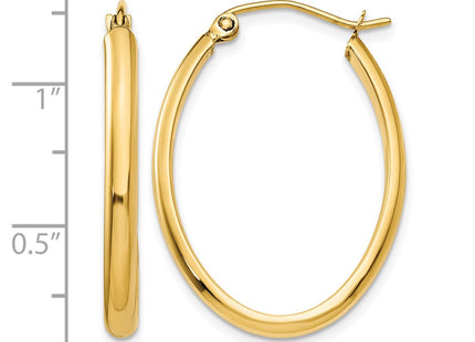 14K gold oval hoop earrings, further view