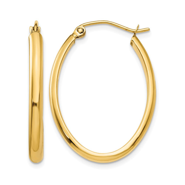 14k Oval Hoop Earrings, 14 x 21.5mm