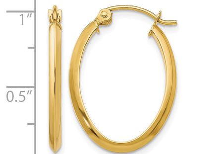 14K gold oval hoop earrings, further view