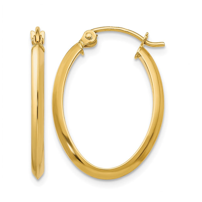14k Oval Hoop Earrings, 22 x 2mm