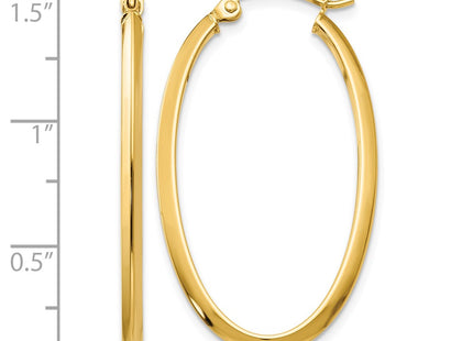 14K gold oval hoop earrings, further view
