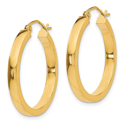 14K Square Tube Hoops, 25 x 3mm