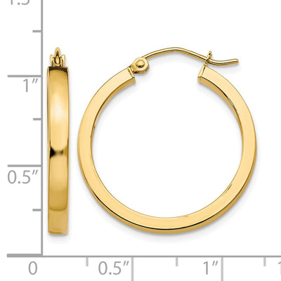 14K Square Tube Hoops, 25 x 3mm