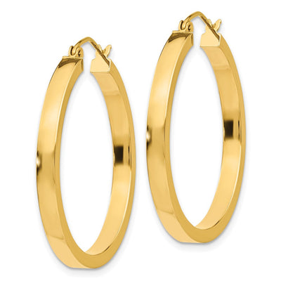 14K Square Tube Hoops, 30 x 3mm