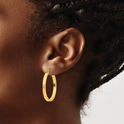 14K Square Tube Hoops, 30 x 3mm